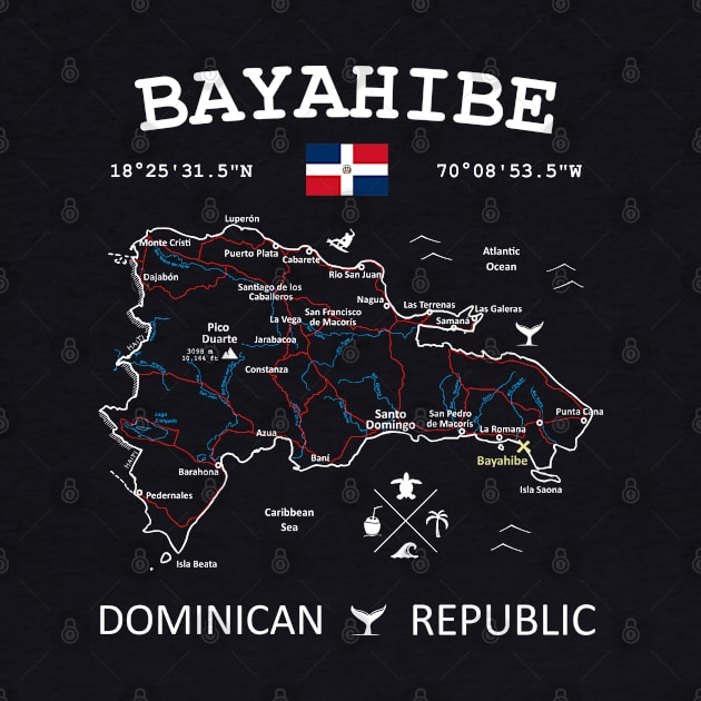 Bayahibe Dominican Republic Flag Travel Map Coordinates GPS by French Salsa